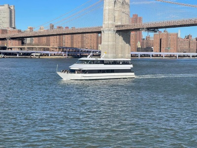NJ Yacht 106 business charter near Brooklyn Bridge